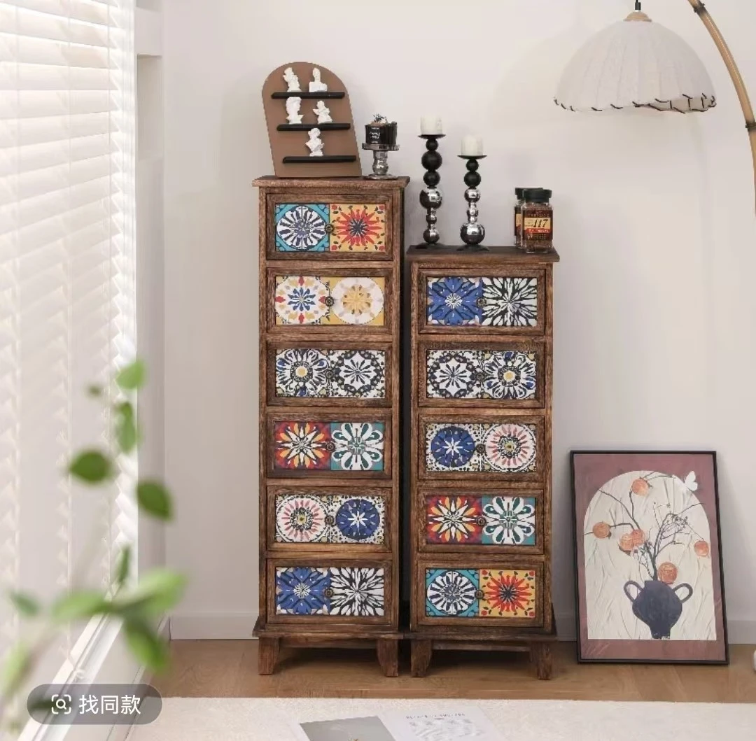 40款炭烧色斗柜 彩绘款柜子 多层抽屉式斗柜 卧室餐厅多功能斗柜