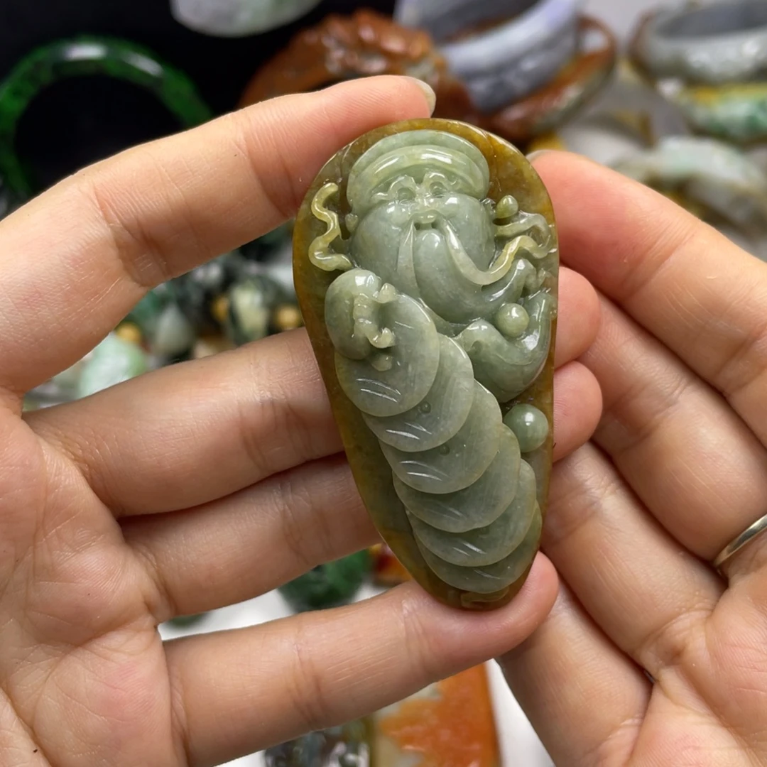 木***刻颈饰未镶嵌翡翠牌子