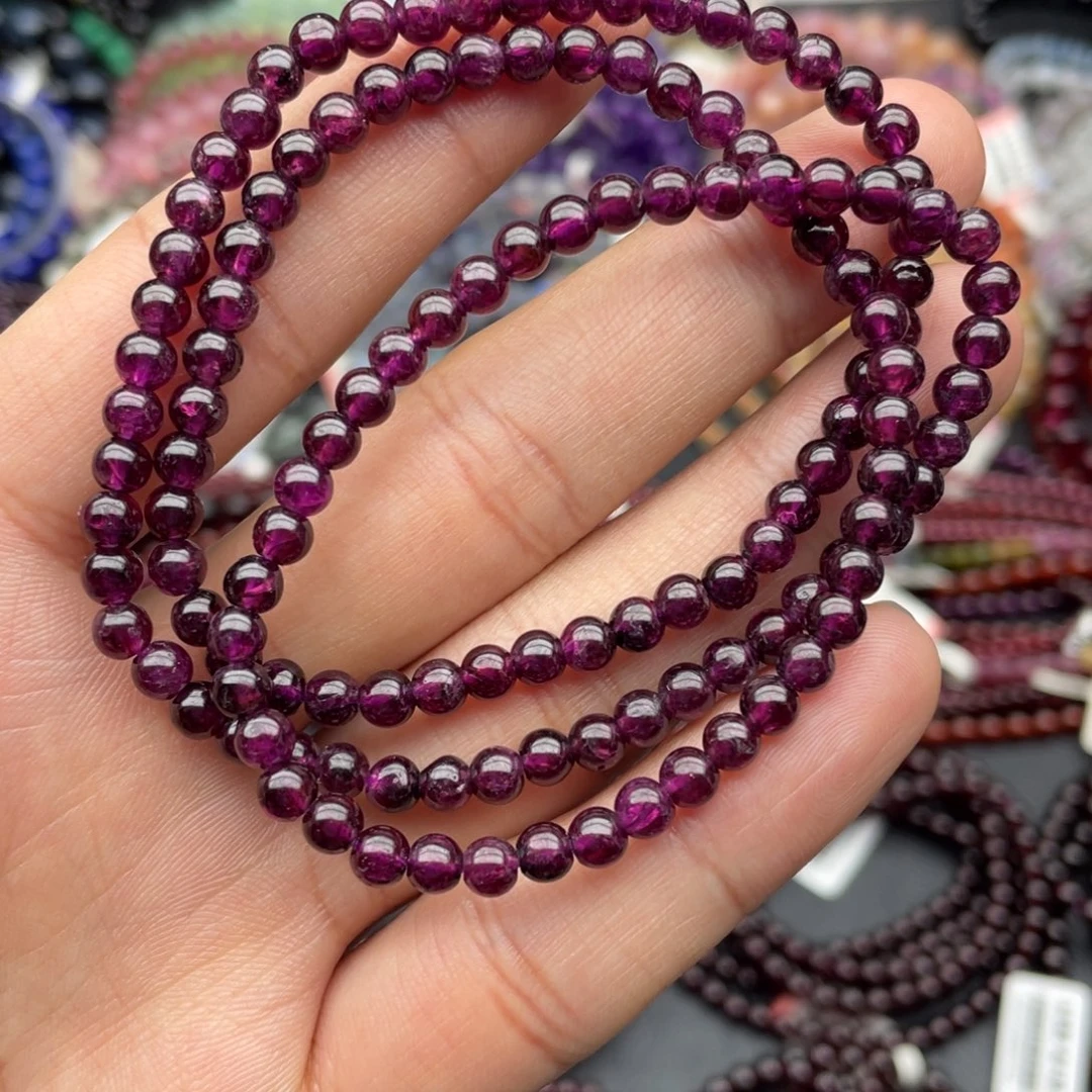 手链未镶嵌石榴石4.5毫米三圈紫牙乌