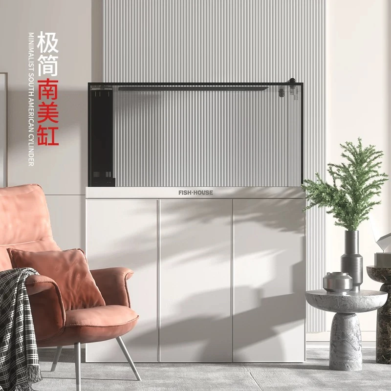 鱼之家2025新款底滤鱼缸客厅家用大型轻奢超白下过滤造景南美龙缸