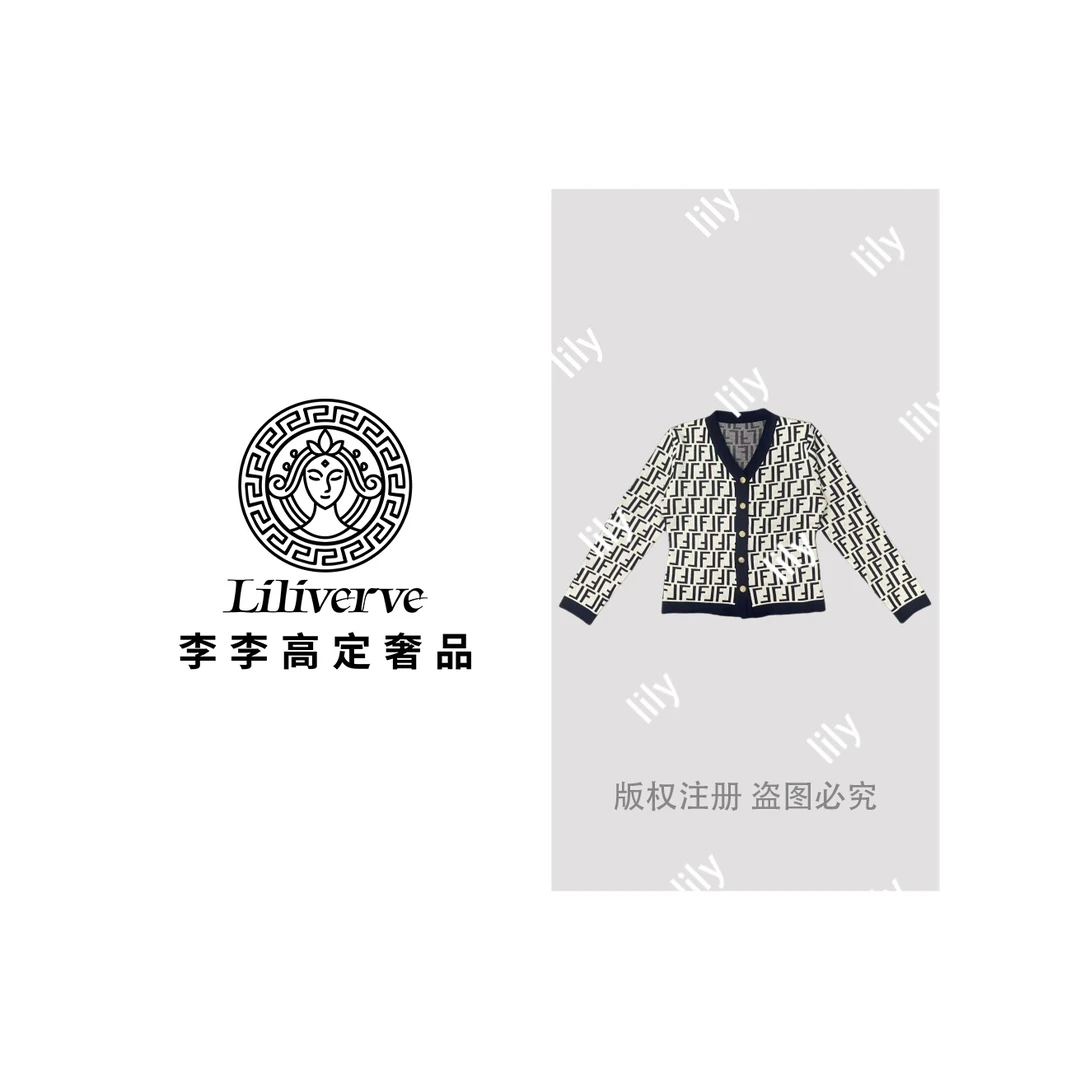 【李李高定】满身字母提花轻奢风洋气V领针织开衫1115#