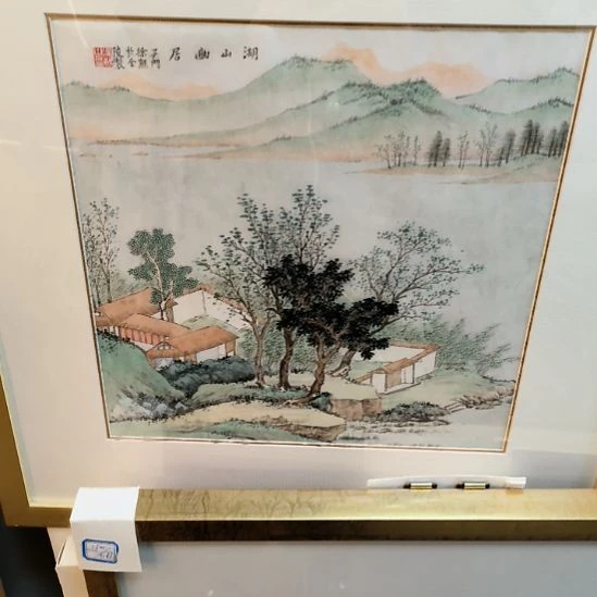 国画山水作品带框