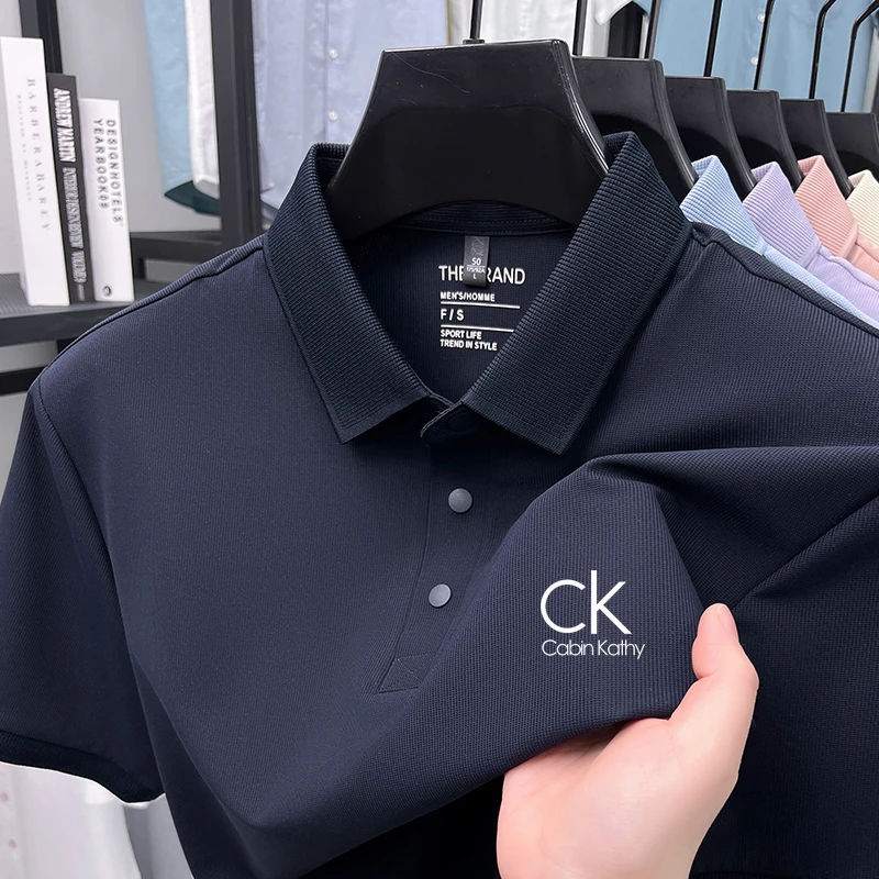 ck正品夏季男士短袖翻领透气纯色百搭休闲商务POLO衫高端抗皱t恤