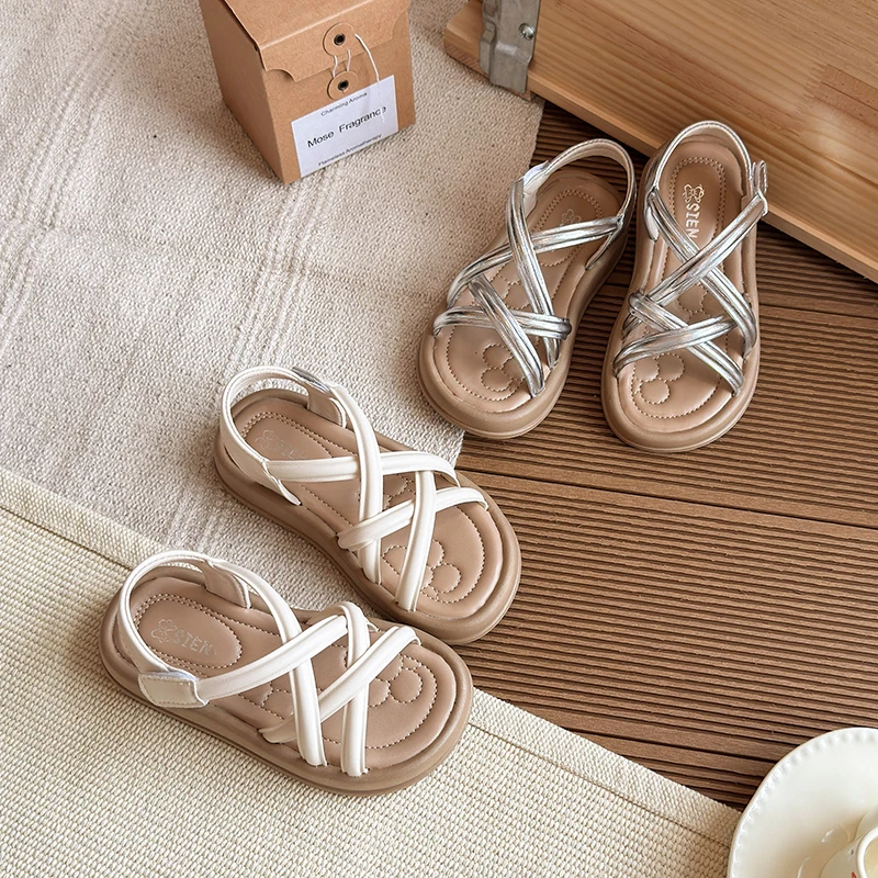 女童公主罗马凉鞋2025夏季新款百搭小女孩中大童沙滩鞋7188