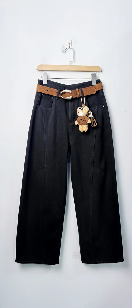 【自营】设计师弯刀裤加绒牛仔裤（赠腰带）704-A242