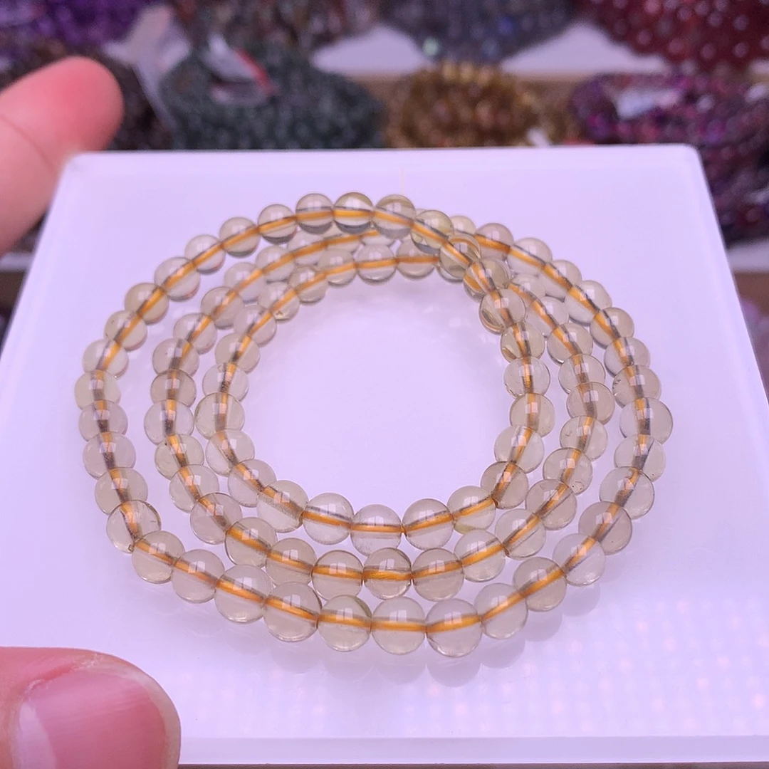 水晶手链未镶嵌6mm黄水晶