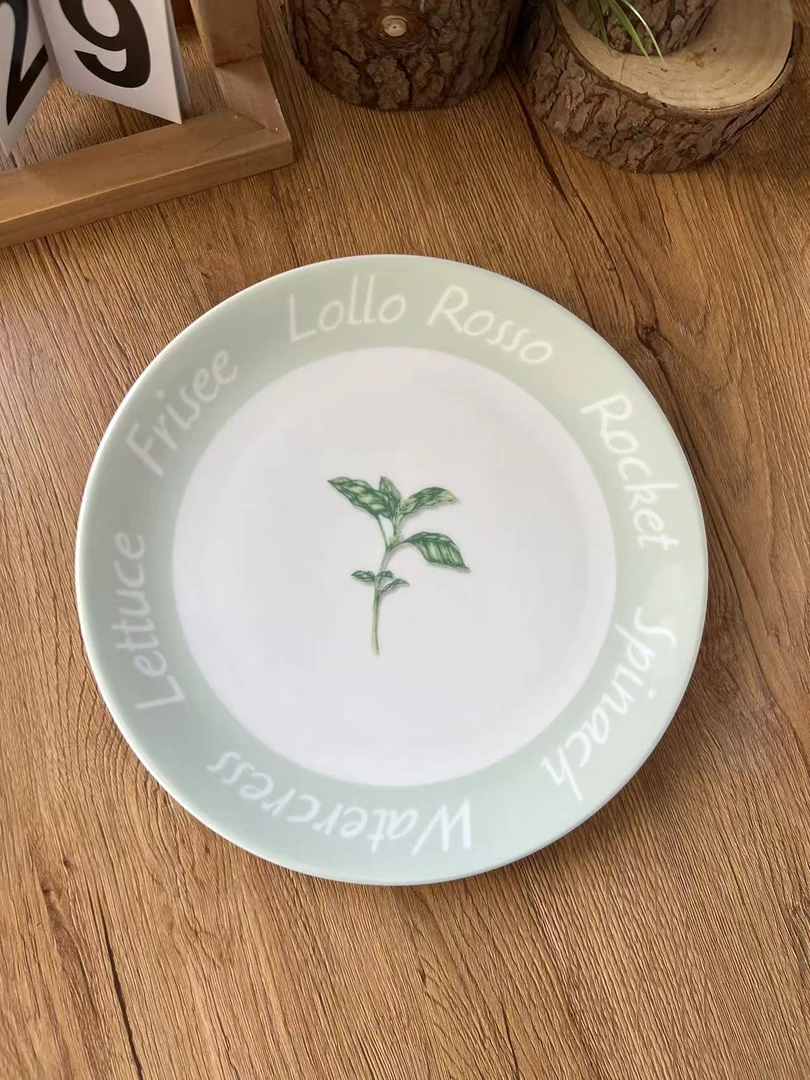 绿色浅盘清新陶瓷沙拉盘零食盘高级餐具家用