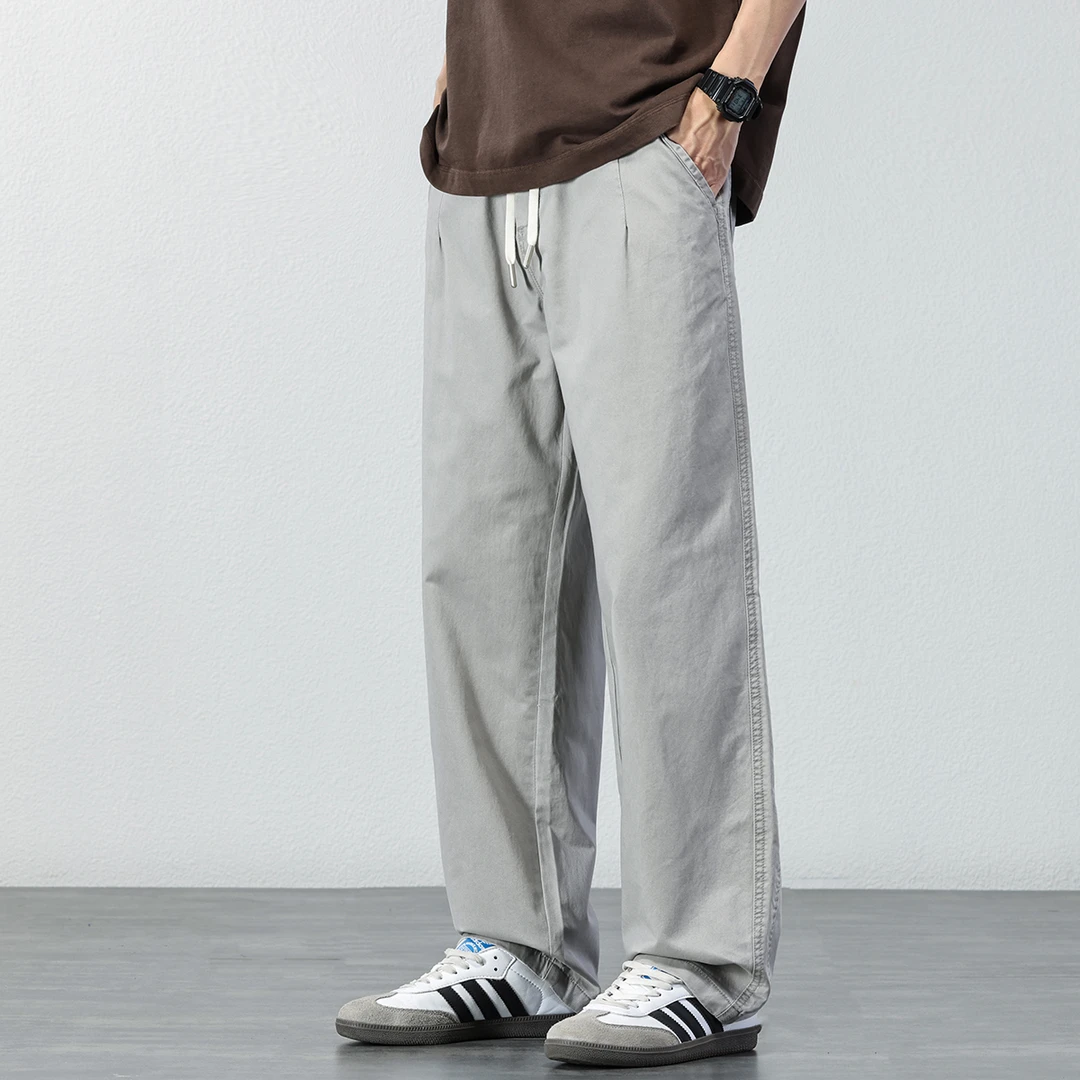 2025夏季薄款直筒休闲裤男士宽松透气垂感长裤简约百搭潮流裤子男