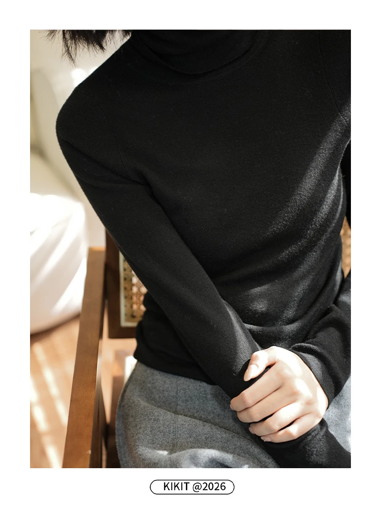 [KK]  纯色毛衫 堆堆领毛针织衫加绒针织 YLM001280