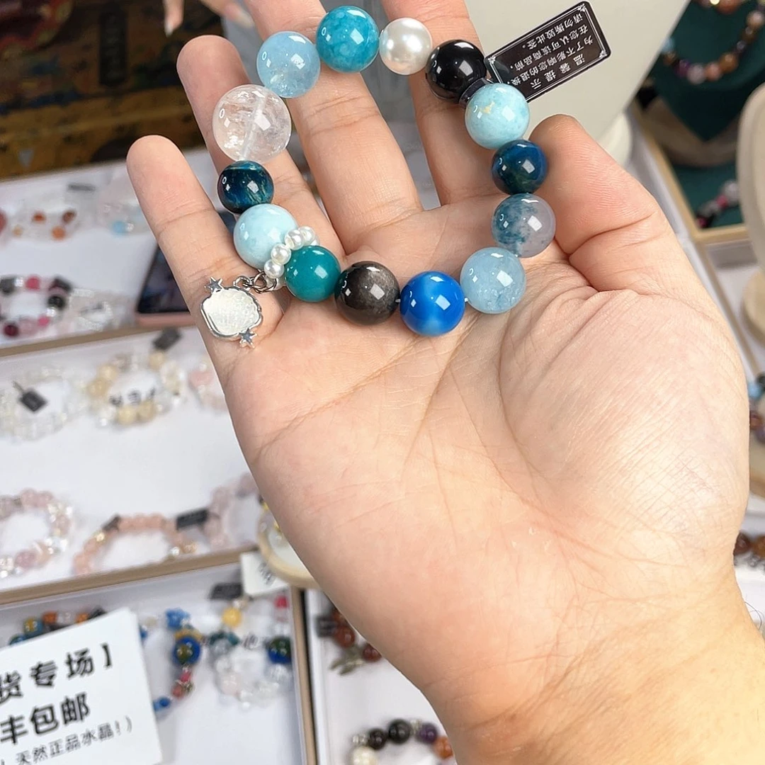 水晶手链银S925镀金镶嵌