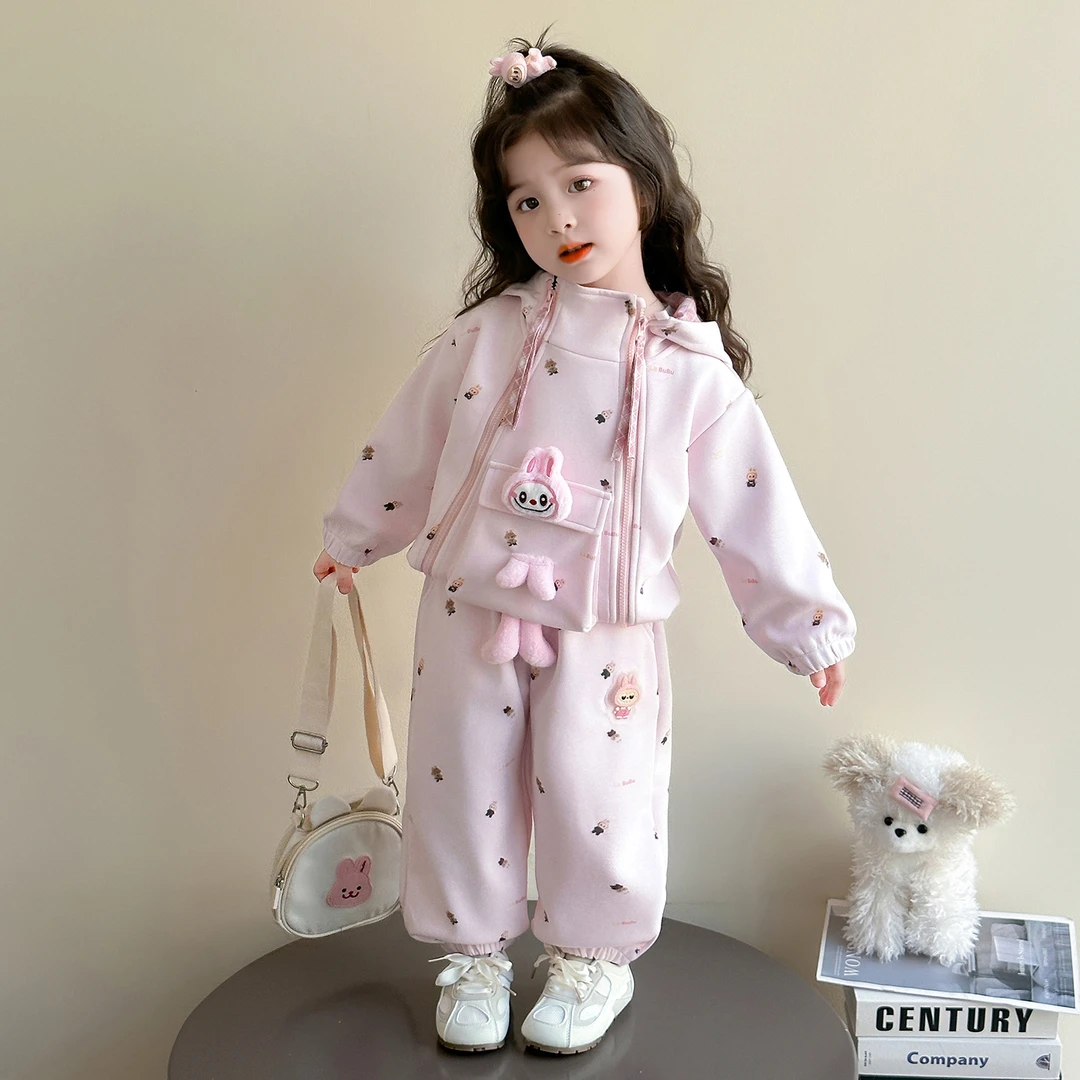 女童卡通套装洋气儿童外套春秋季新款女宝宝休闲两件套小女孩潮