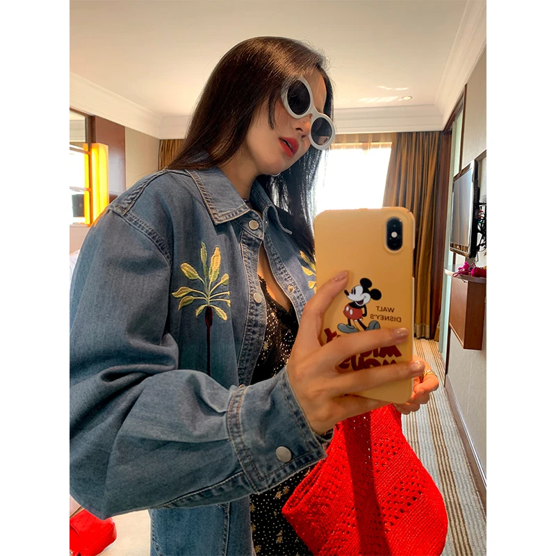 落落狷介 刺绣牛仔外套女2025年新款设计感小众短外套小个子宽松