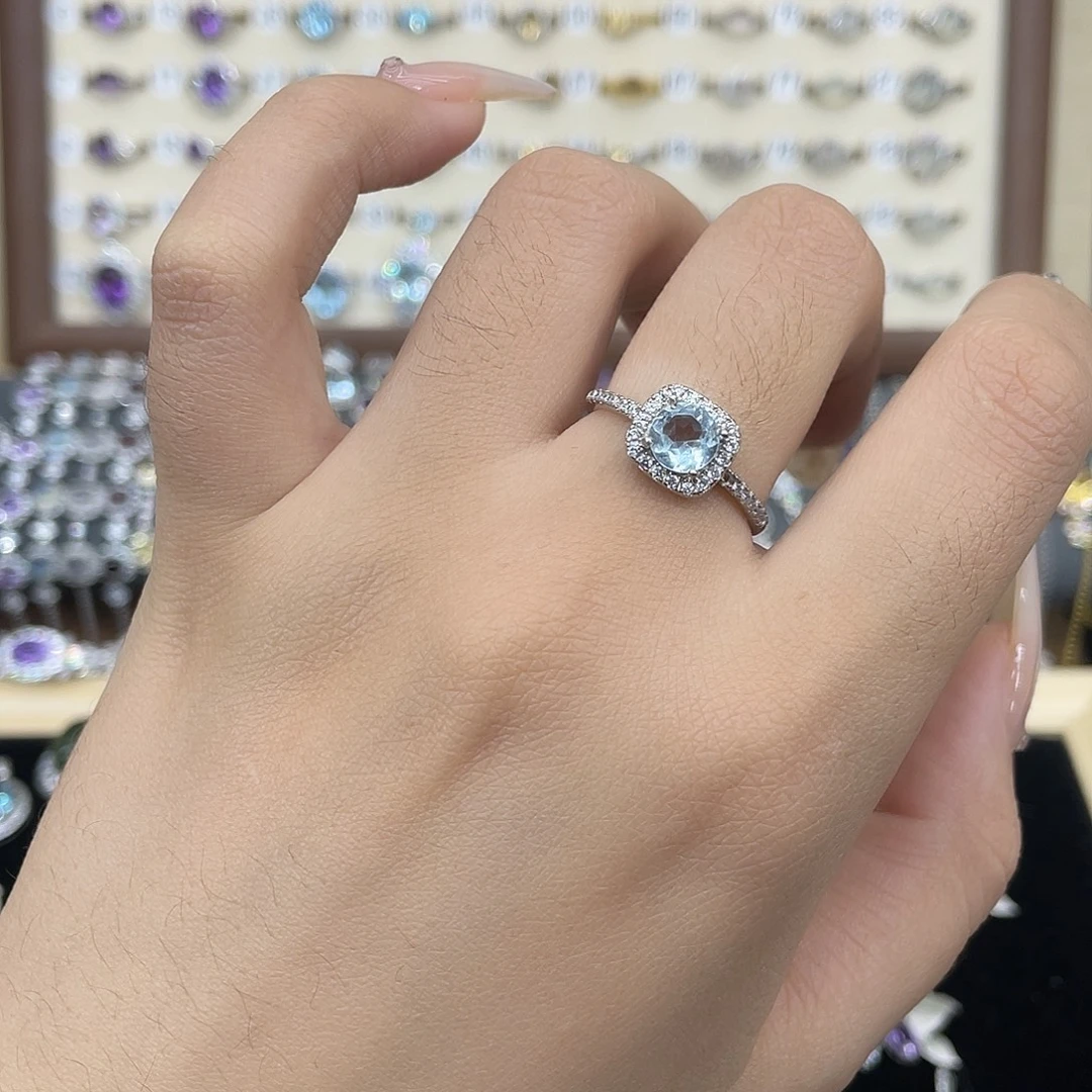 戒指托帕石银S925镶嵌