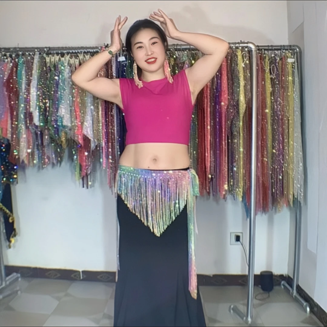 尼罗河之约七彩彩虹12号大钻精品奥钻肚皮舞臀巾东方舞屁帘合集