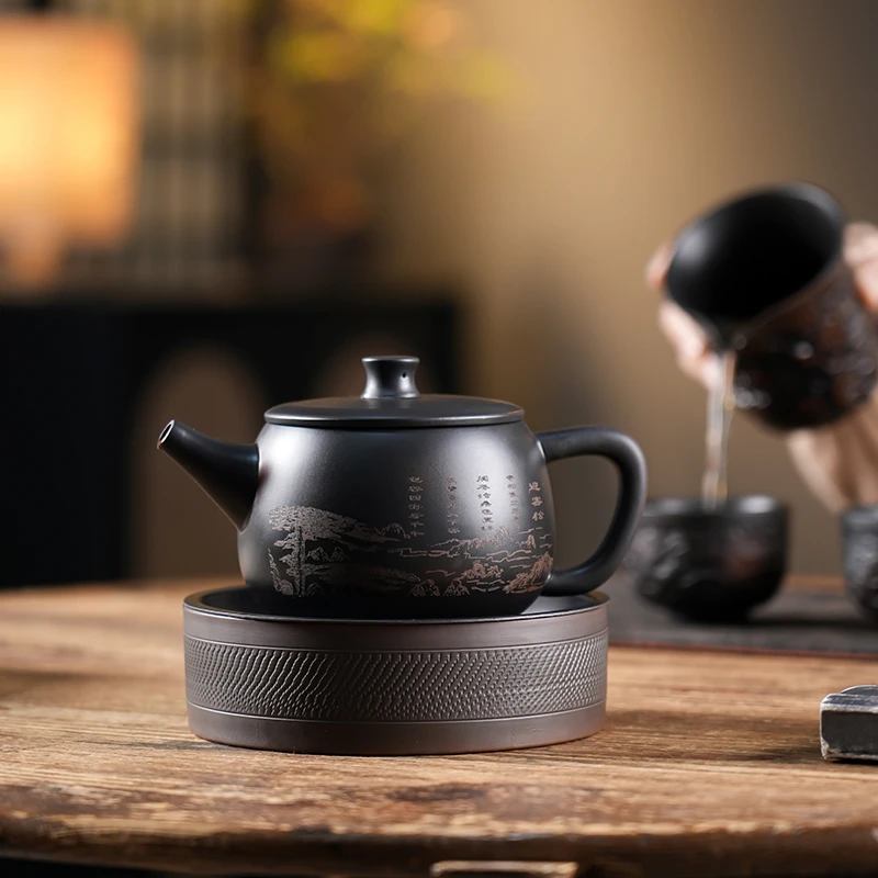 凤鸣壶建水紫陶茶壶迎客松泡茶壶手工大容量功夫茶具家用高档送礼