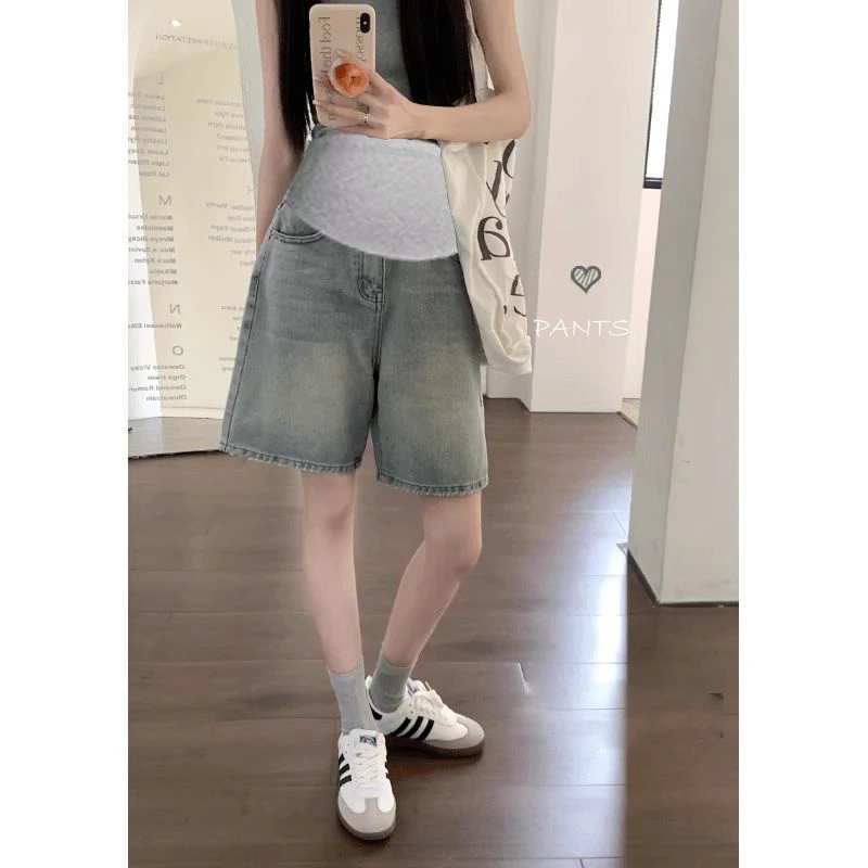 孕妇裤夏装薄款外穿宽松休闲大码阔腿裤子孕妇装高腰显瘦牛仔短裤