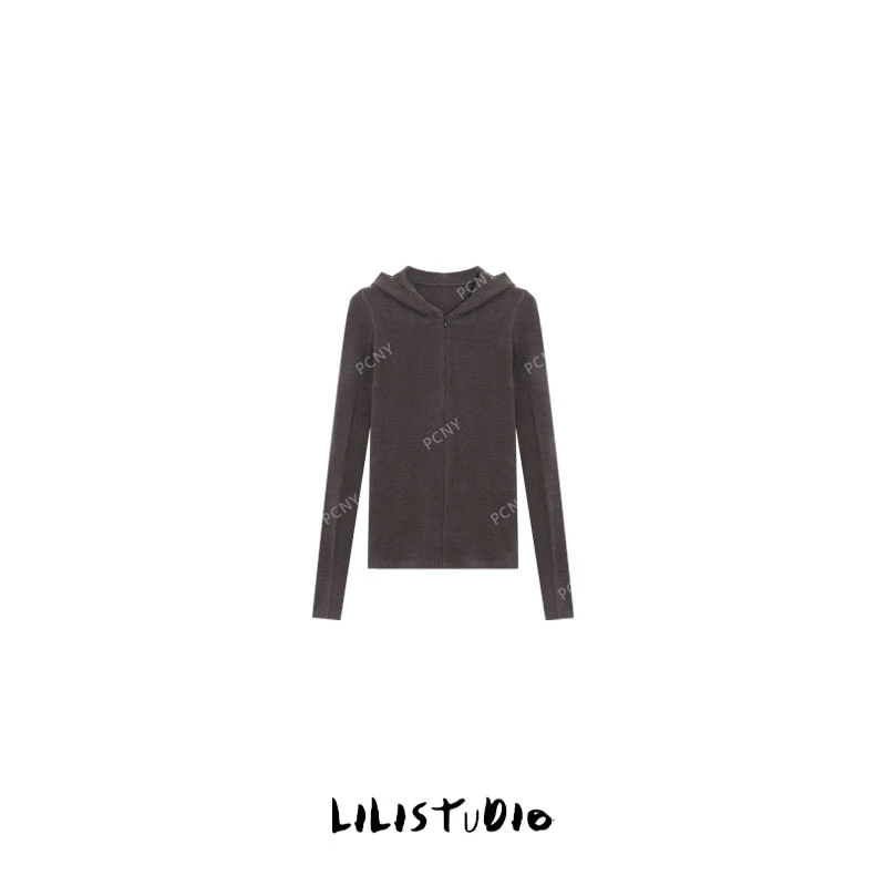 PCNY不理理“瘦身穿搭”韩系修身显瘦休闲百搭连帽拉链卫衣