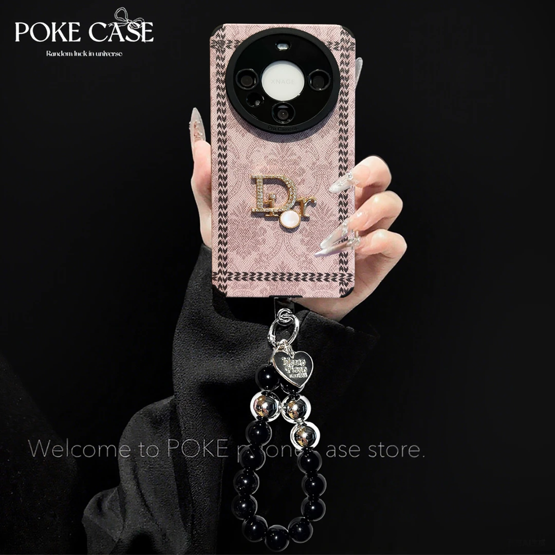 轻奢瞳眼十字纹翠缕繁花适用于苹果16华为mate60vivo小手链手机壳