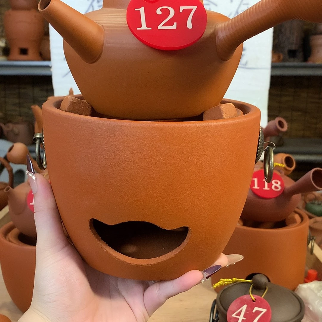 朱泥章叶壶➕元宝炉一套