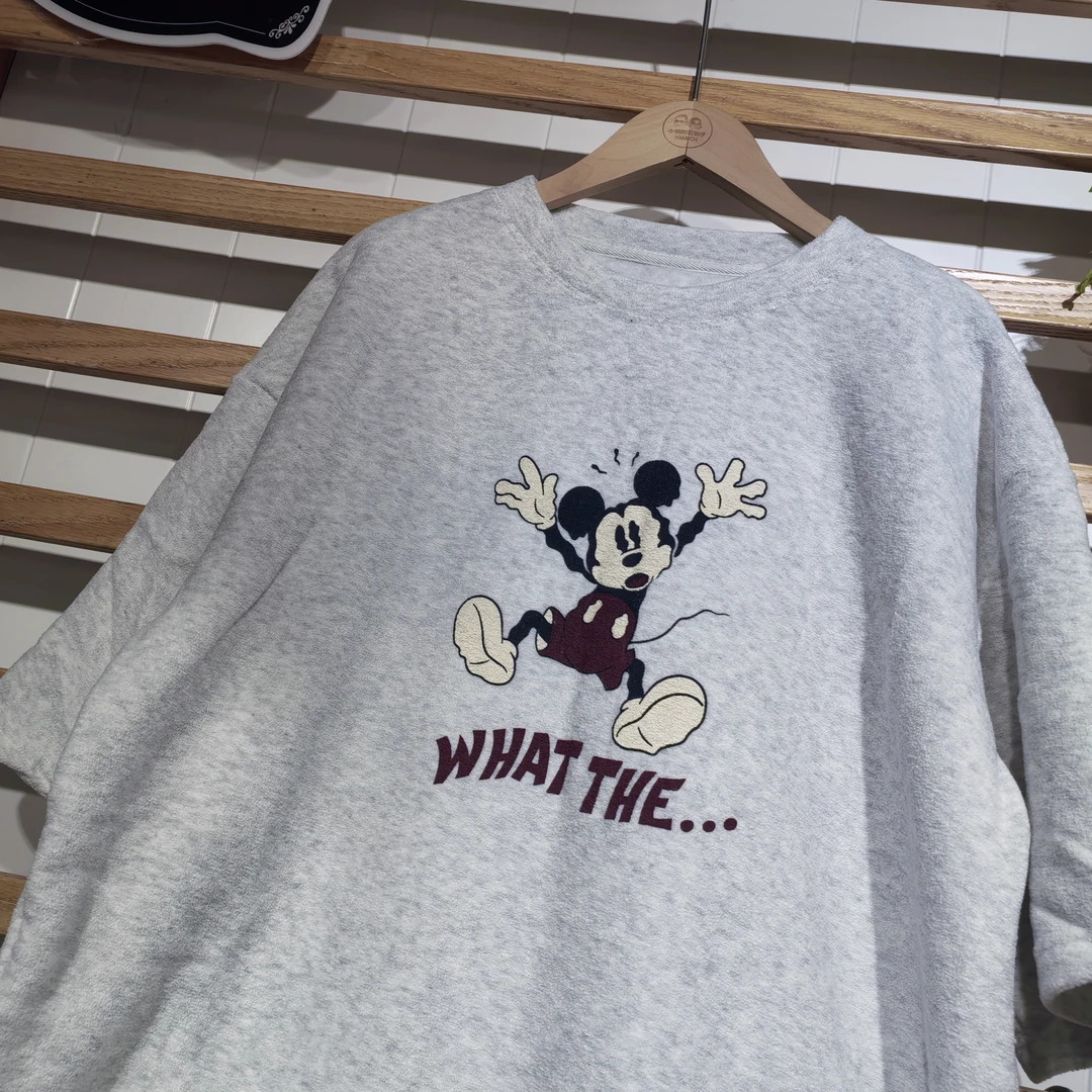 【花仙子】 奇印花拉绒8049一体绒宽松圆领短袖加厚女打底上衣