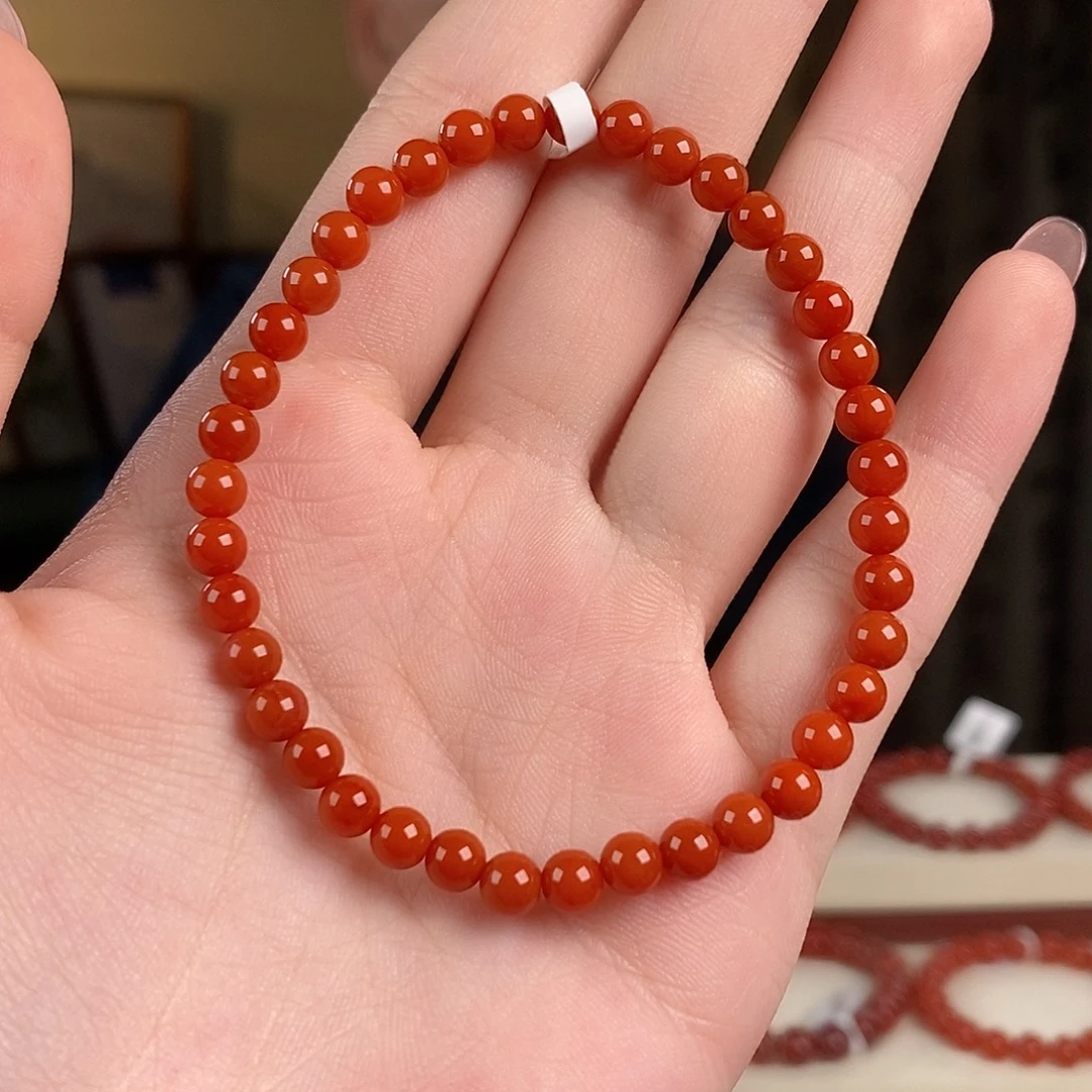 南红玛瑙未镶嵌手串原矿5mm+高品级别满色满肉瓦西川料