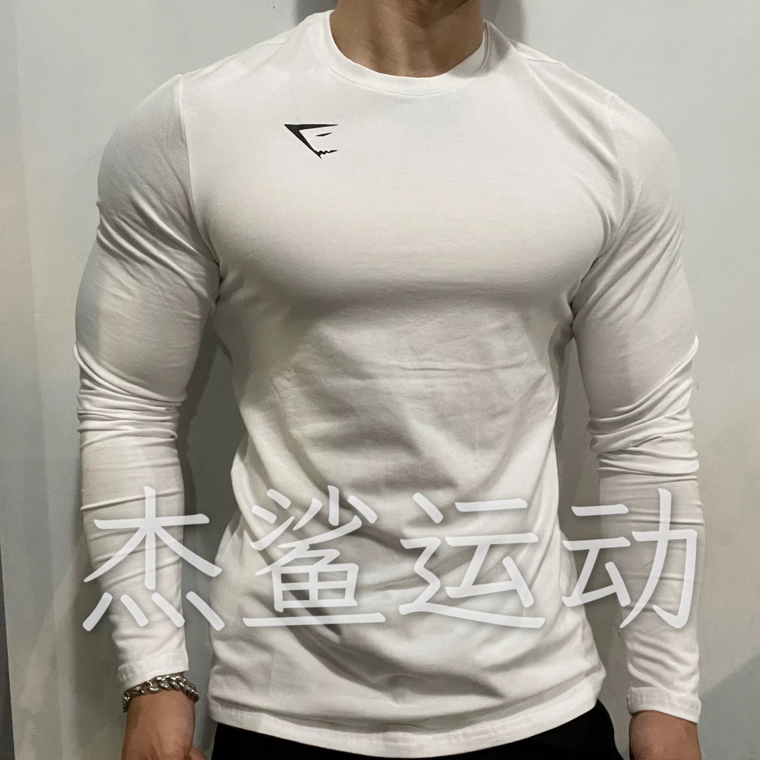 经典必入Gym鲨鱼critical弹性棉运动健身休闲男修身弹性长袖N3