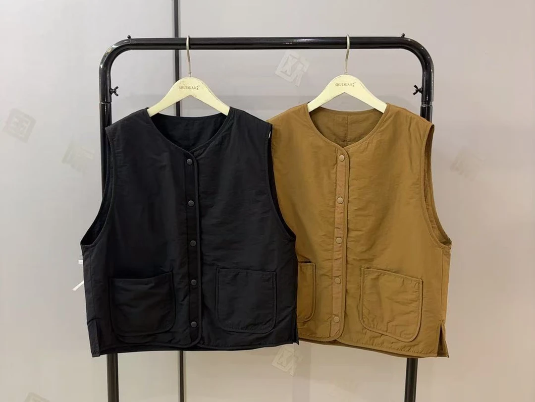 水淼25秋季新款1277-休闲时尚-无领薄棉马甲