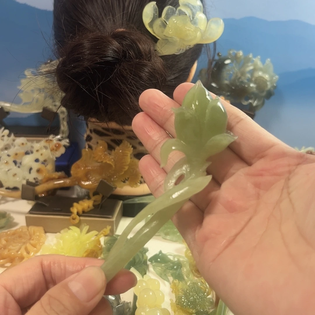 蛇纹石玉合金发饰