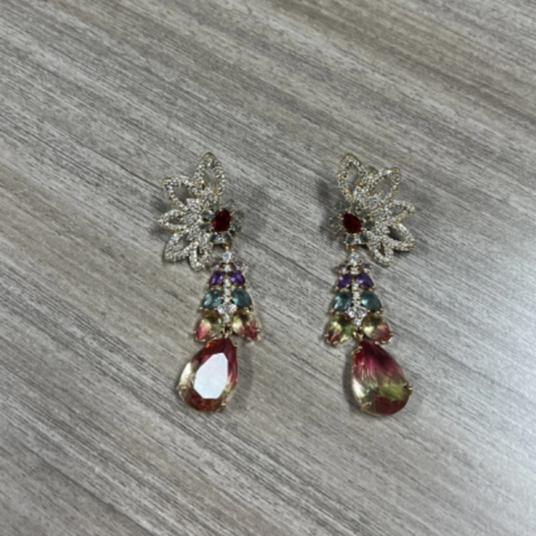 铜合金锆石耳饰 轻奢宫廷风小众镶嵌时尚百搭耳环 GPC-5180