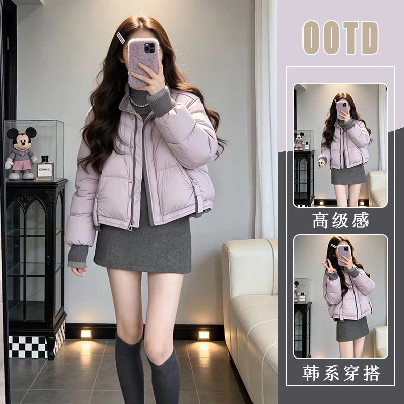 冬季搭配一整套大码胖mm棉服外套半身短裙韩系独特温柔三件套装女