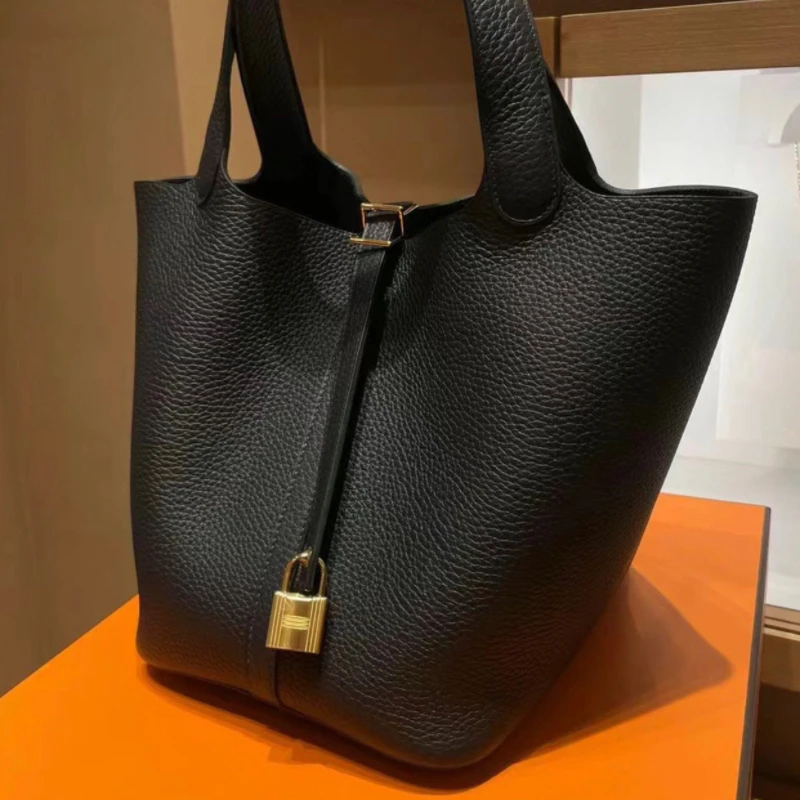 99新 Hermes/爱马仕 爱马仕黑金菜篮子22手提包
