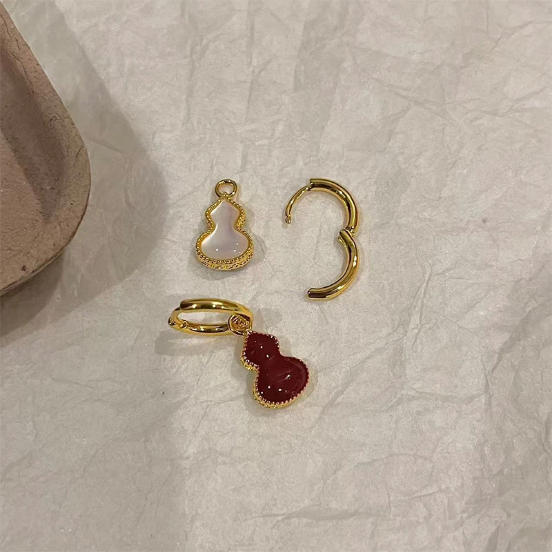 铜合金贝壳耳饰 一款两戴双面葫芦耳环女气质轻奢高级感耳饰7134