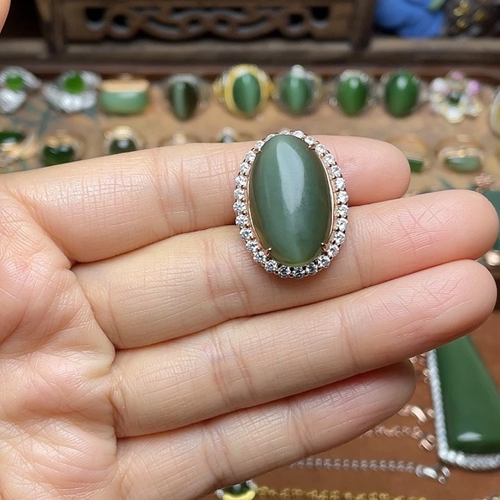 和田玉（碧玉）银S925镶嵌吊坠(赠链)