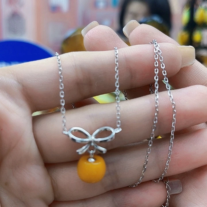 蜜蜡银S925镶嵌裸石手链