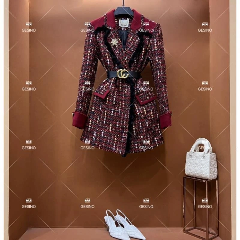 【静】秋冬气质小香风设计师中长款羽绒服蓝色轻奢女 QD-2025637