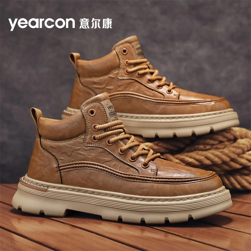 意尔康男款轻便马丁靴2025新款冬季复古登山靴子男防滑耐磨工装靴