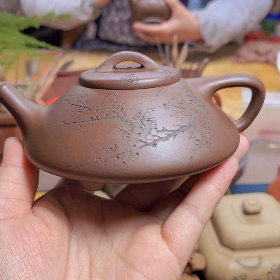 紫砂茶壶一厂陈腐老紫泥精工半手合瓢