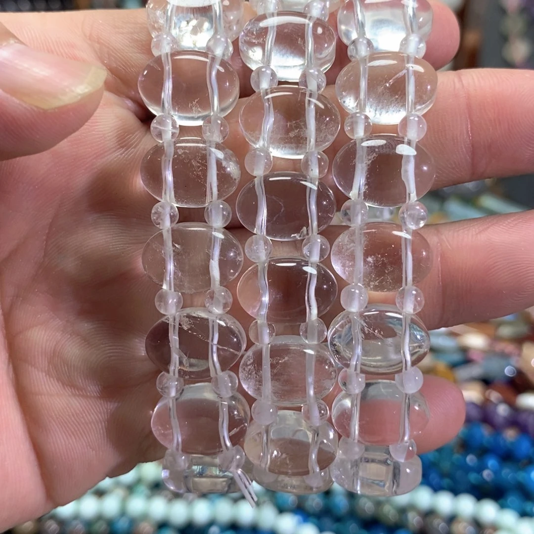 未镶嵌玛瑙/玉髓珠宝半成品天然净体蛋形白水晶手牌一个