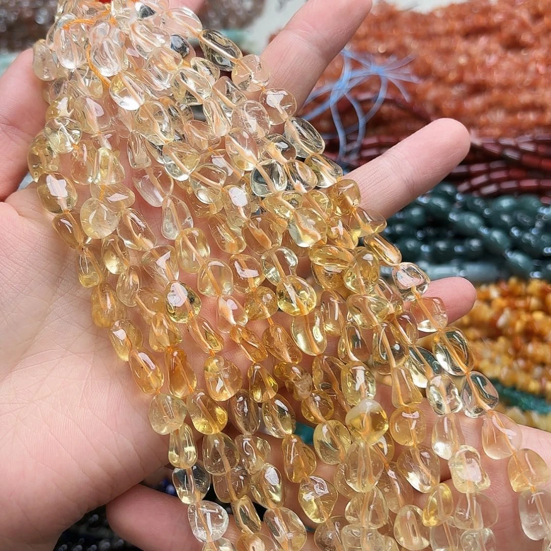 玛瑙/玉髓未镶嵌珠宝半成品8-10黄水晶随行短条渐变18厘米