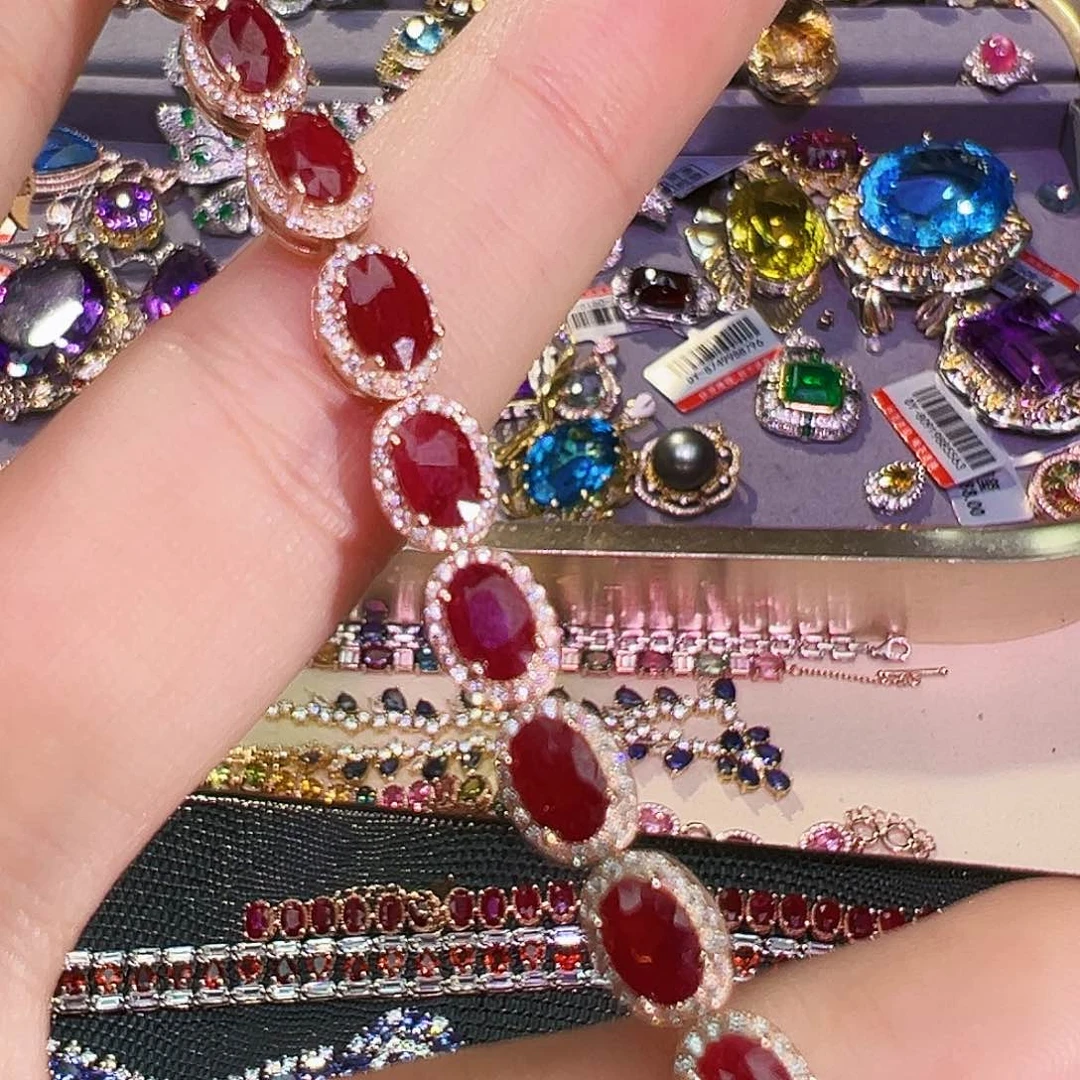 银S925镶嵌红宝石珠宝奇石