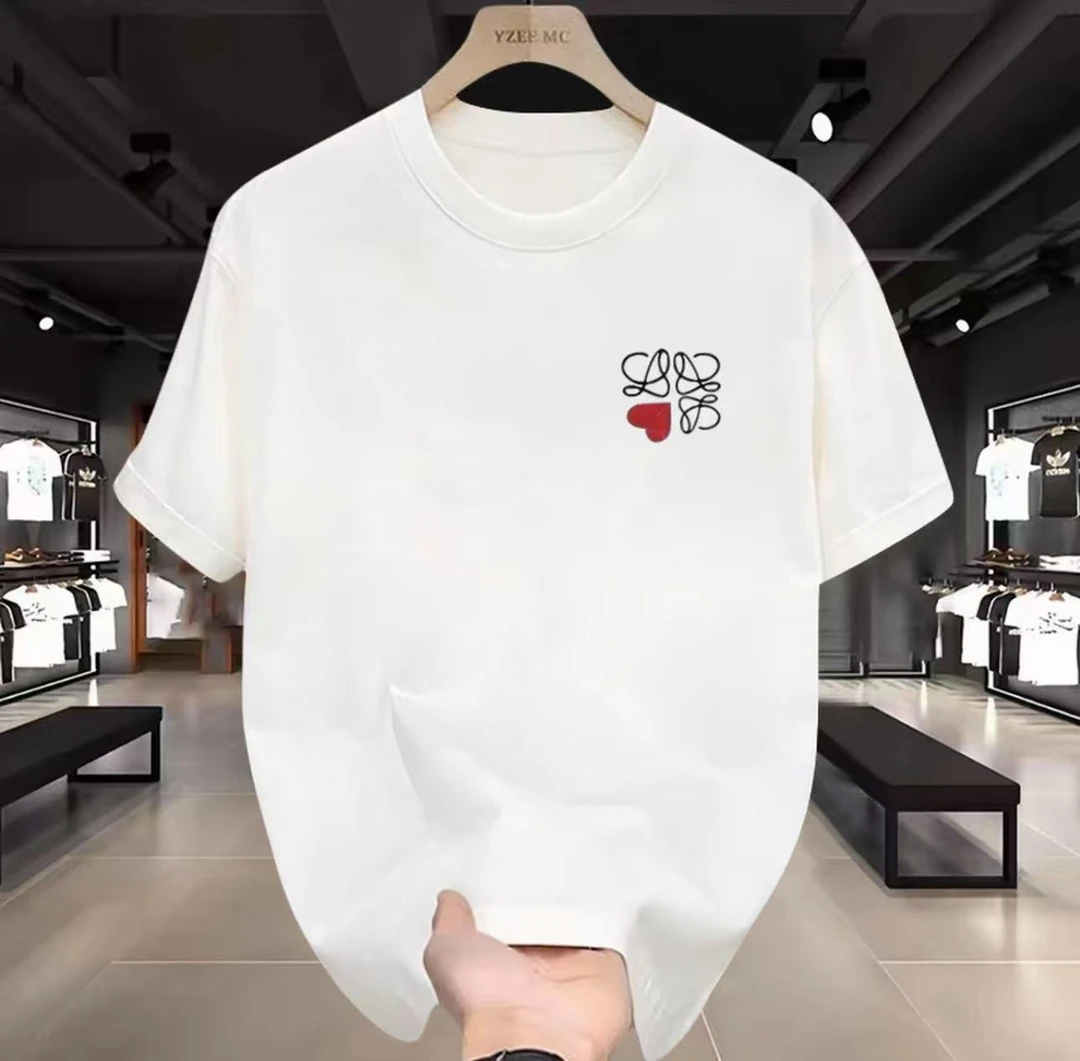 2025夏季短袖休闲上衣男女同款圆领印花T恤 红心