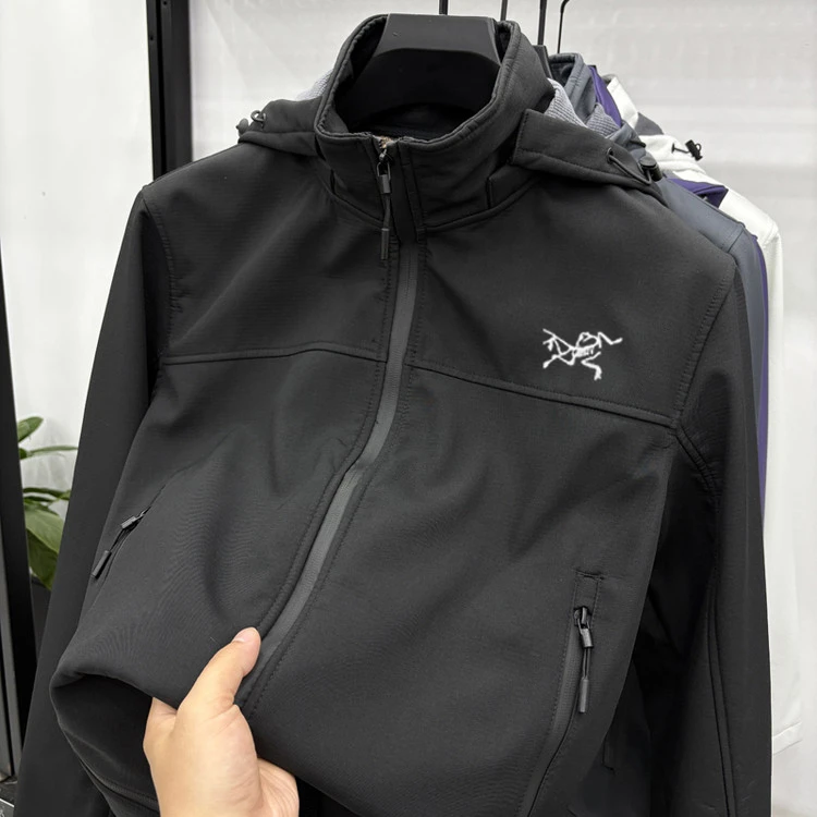 【奥特莱斯撤柜】始祖冬季刺绣户外冲锋衣外套防风旅游登山服