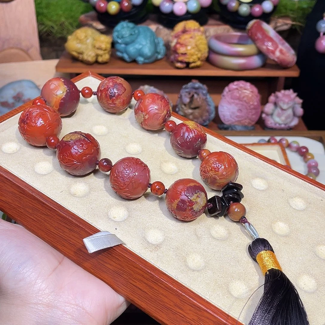 h***i玛瑙/玉髓未镶嵌手串盐源玛瑙包浆稀有收藏手持