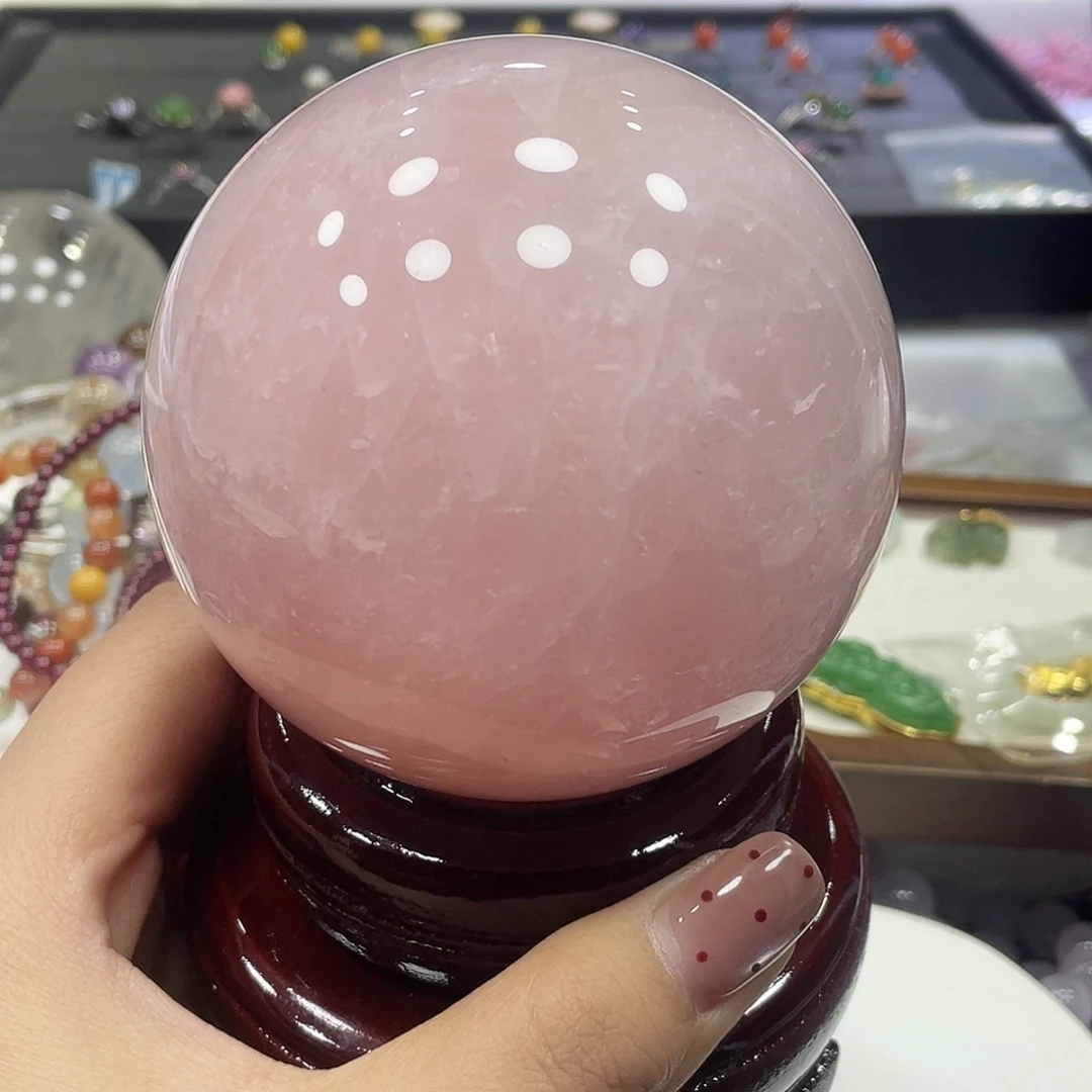 手串未镶嵌水晶西柚粉水晶球