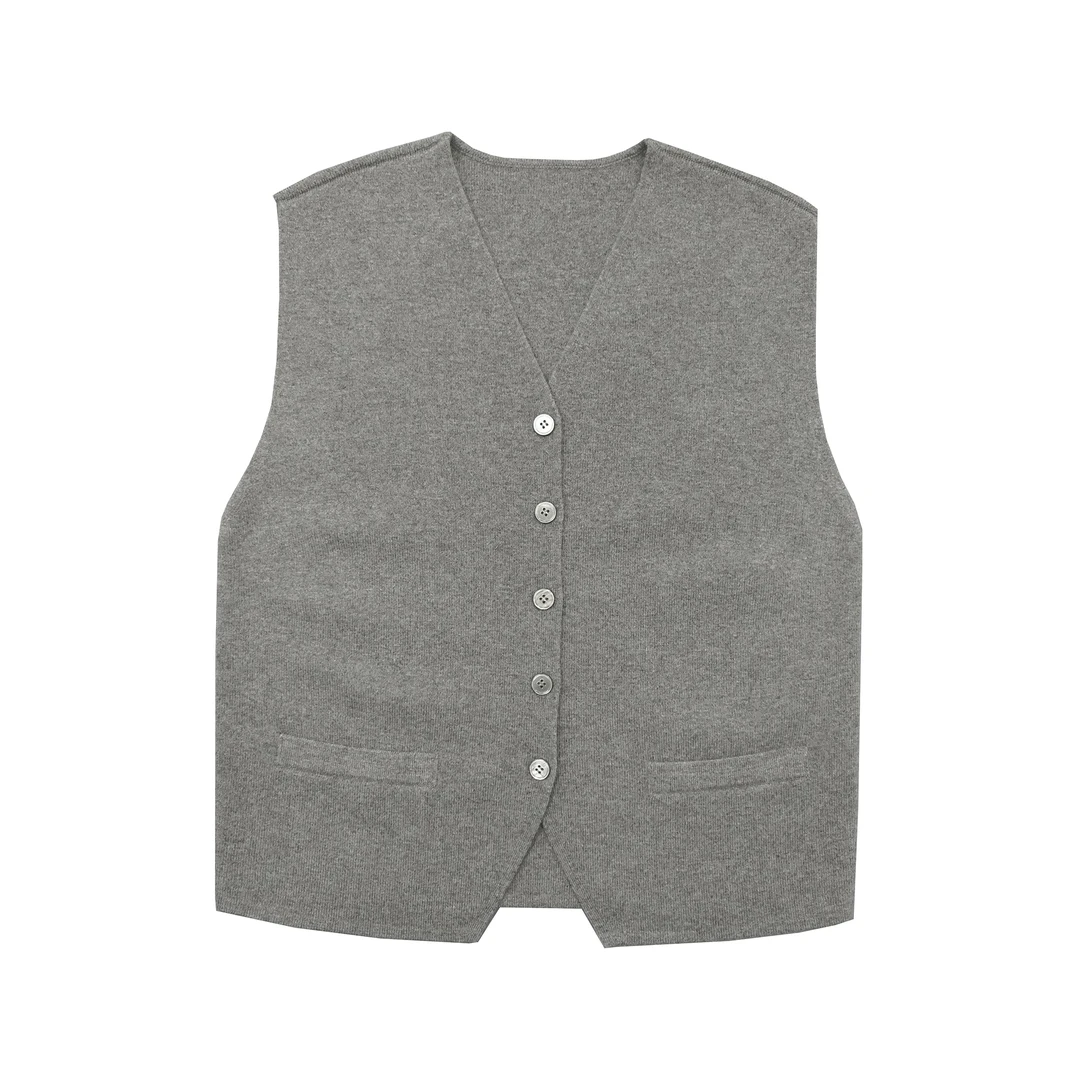 复古纯色马夹21296