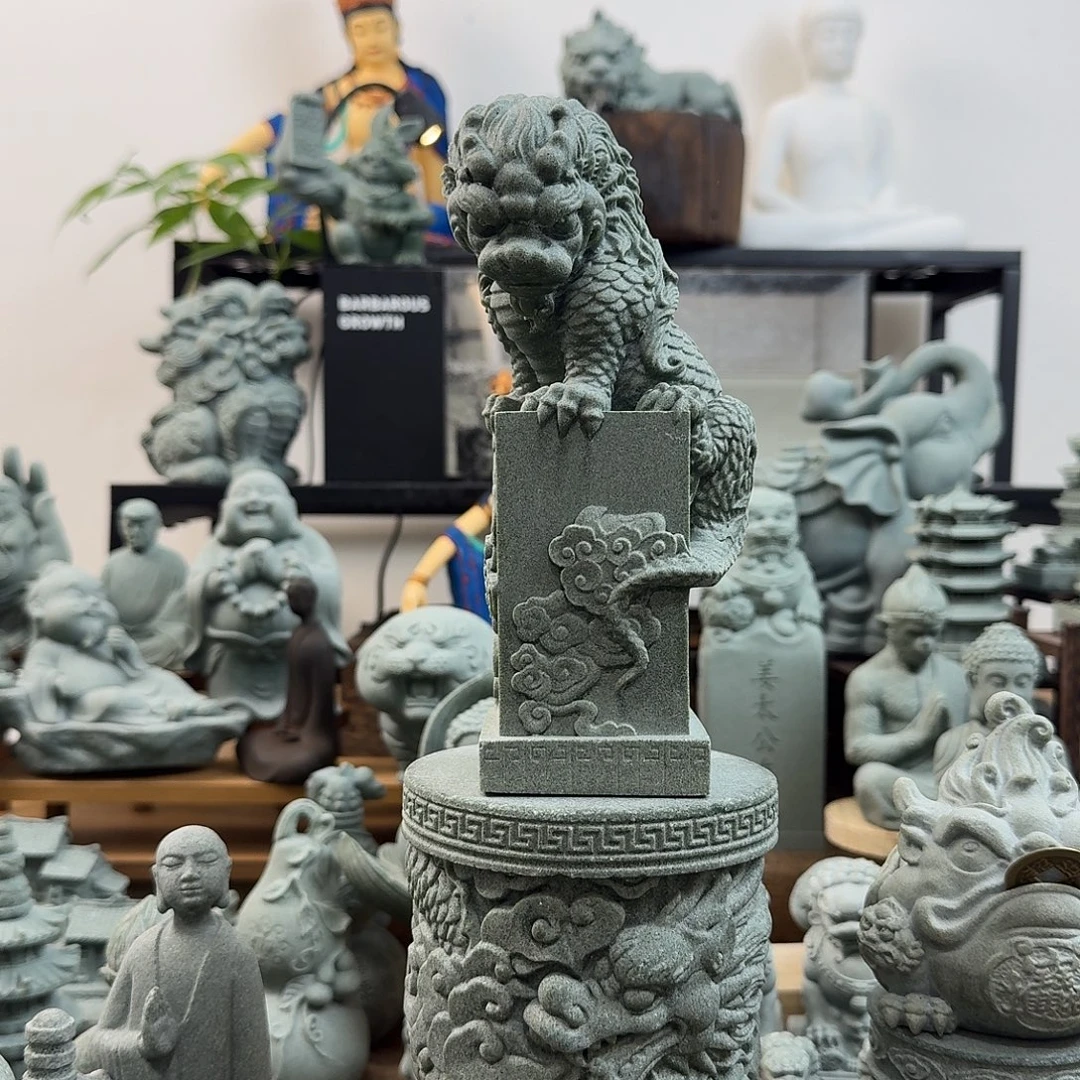 石材镇水兽中号一对