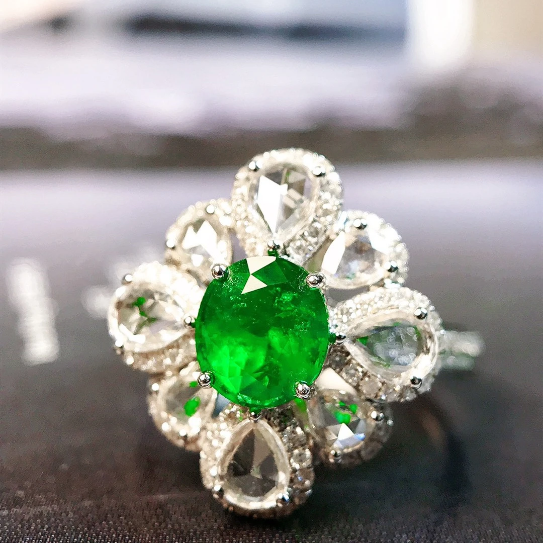 祖母绿戒指/1.03ct天然AFH沃顿祖母绿18K金钻石附GUILD证#GI