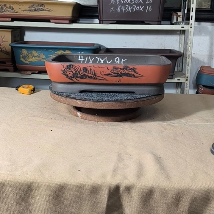 花盆紫砂红色中号水