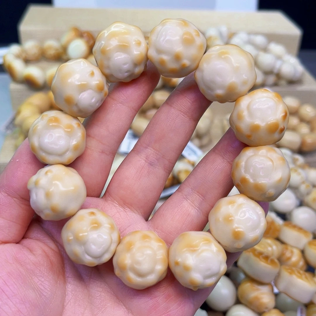 菩提根/象牙果手串手工炭烧小绵羊微瑕4-28-120