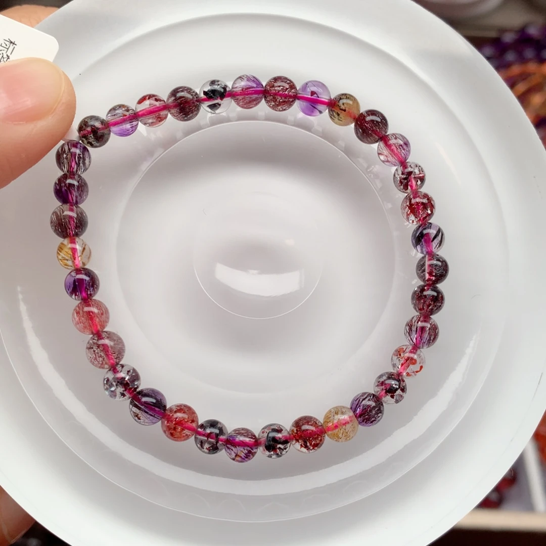 未镶嵌水晶手链透体黑加仑超七5